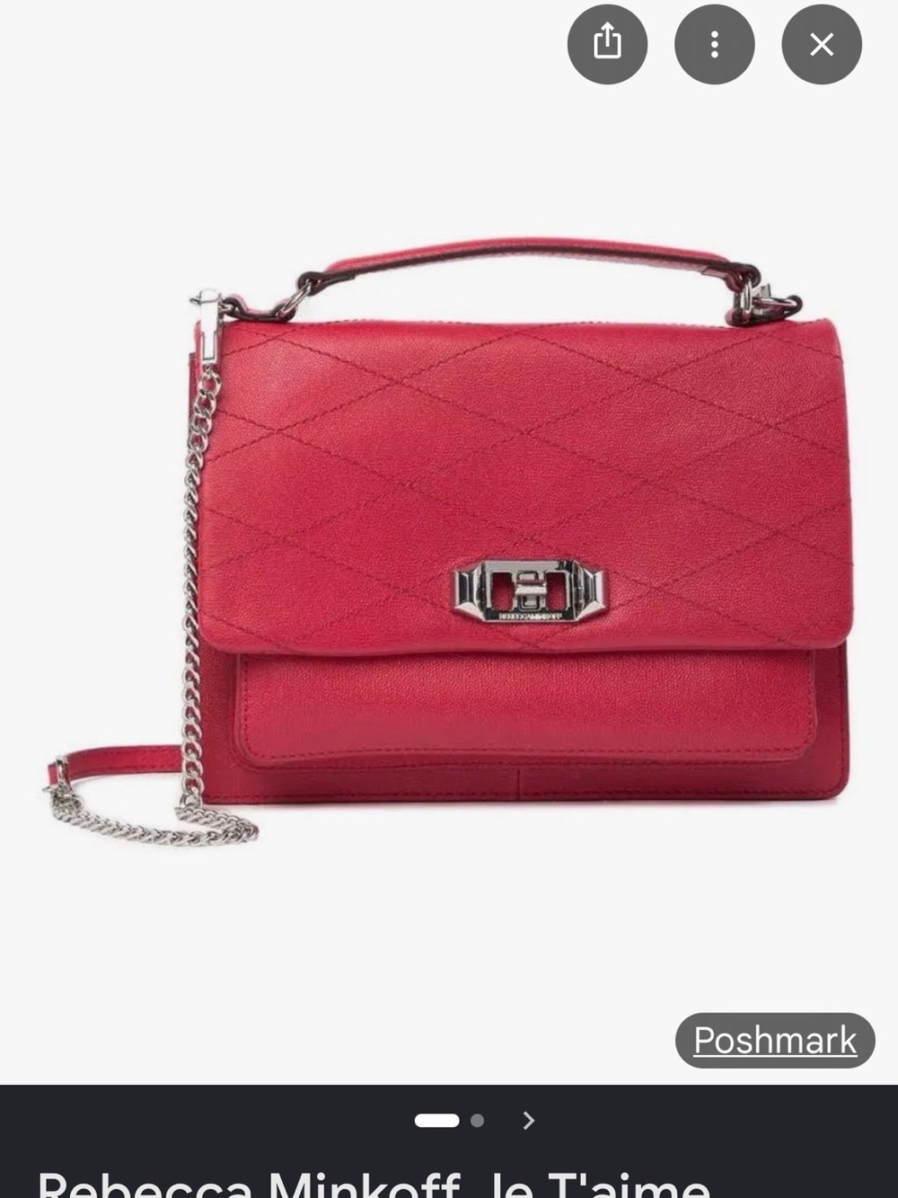 Rebecca Minkoff Red Quilted Pebbled Leather Je T’aime Handbag - Picture 2 of 13